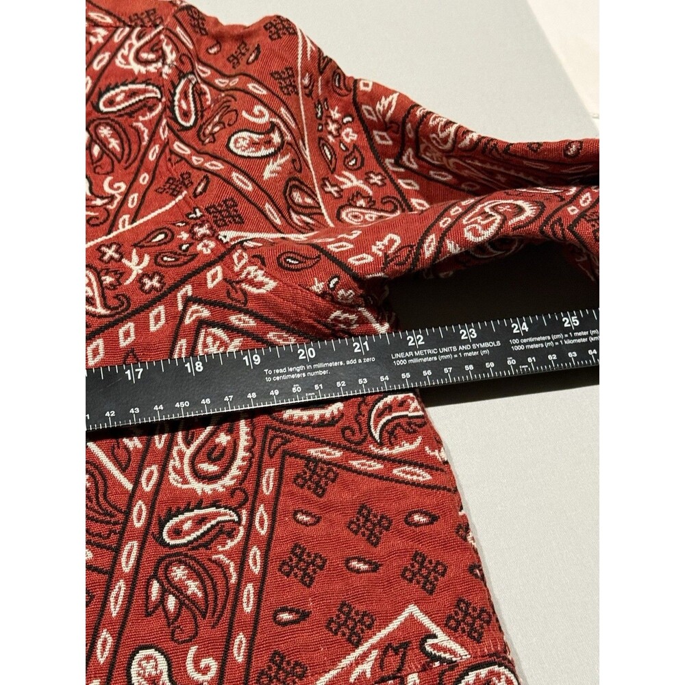 New Identity Women's L. Red Paisley Bandana Print Button Front Short Jacket - Picture 6 of 9